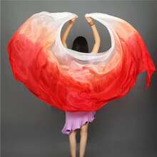 1pc Gradient Rainbow Multicolor Faux Silk Belly Dance Hand Veil, Soft Flowy Gradient Color Dance Scarf, Lightweight Dance Accessory For Women, Perfect For Belly Dance Practice, Stage Performance, Party Show, Carnival, Festival Costume Decoration - Multicolor - View 15