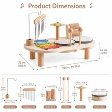 1 Set Wooden Music Activity Table Toy For Kids, Multi-Instrument Play Set With Xylophone, Drum, Cymbal, Chime And 2 Mallets - Multicolor - View 4