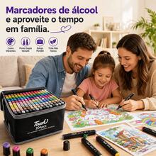 Kit de Marcadores Artísticos 24 Cores, Canetas Dupla Ponta com Ponta Redonda 3,2mm e Ponta Chanfrada 6,2mm, Tinta Alcoólica de Secagem Rápida, Estojo Grande de Oxford com Alça, Ideal para Desenho, Pintura, Design, Colorir e Lettering - 24 núcleos - Visão 4