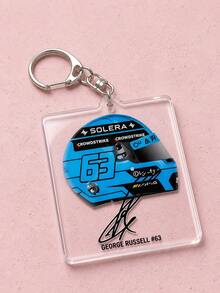 1Pc/9 Pcs F1 Formula Racing Helmet Pattern Keychain, Cool Sports Style Acrylic Asymmetrical Shape Metal Lobster Claw Clasp Practical Bag Charm Decoration Pendant, Suitable For Racing Fans Gathering, Watching Races, Boyfriend Gift, Backpack Car Key Decoration, Daily Outings And More - Multicolor - View 14