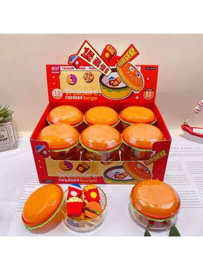 Marvel Penghapus Bentuk Hamburger Baru, Isi 12 Buah/Kotak, Set Kotak Acak, Penghapus Alat Tulis Lucu, Penghapus Berkualitas Tinggi, Hadiah Terbaik untuk Pesta Ulang Tahun, Liburan, Gaya Acak