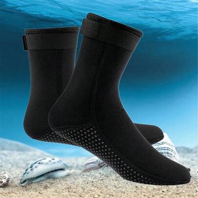1 Pair Water Sports 3mm Neoprene Anti-Slip Men Women Beach Surfing Socks,Surfing Diving Snorkeling Socks Beach Stuff, Beach Essentials, Beach Accessories, Pool Float