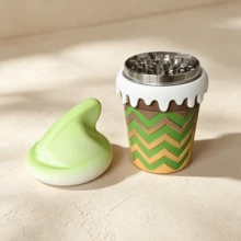 1件抹茶冰淇淋甜筒研磨器，可愛奶油融化邊緣4層鋅合金草藥研磨器，創意設計抽菸配件 - 查看 2