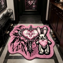 1 pieza Alfombra de corazón con espinas negro & rosa, Halloween, estilo gótico oscuro, alfombra engrosada, alfombra gruesa, alfombra de felpa, alfombra engrosada, alfombra decorativa, decoración de dormitorio, alfombra pequeña, alfombra, decoración del hogar, alfombra de sala de estar, alfombra pequeña de sala de estar, alfombra de dormitorio, decoración del hogar de sala de estar, alfombra para exteriores, alfombra lavable - Multicolor - Ver 1