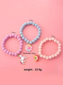 3 Stücke süße Kinder Einhorn Regenbogen Anhänger 10mm Perlenarmband Party Geschenk - Verschiedenfarbig - Übersicht 6