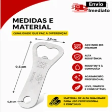 12, 6 ou 2 unidades Abridor De Garrafa Inox 304 Reforçado Profissional Para Bar Eventos E Revenda - 6 unidades - Visão 2