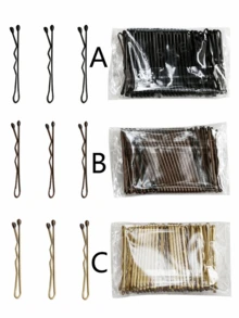 50pcs Black, Brown And Gold Hair Clips And Hair Pins, Minimalist Rectangular And Wavy Metal Hair Sticks, Suitable For Daily Styling - Shape - View 2