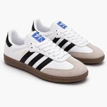 Adidas SAMBA OG 圓頭綁帶低筒運動鞋 中性款 白色 - 白色 - 查看 16