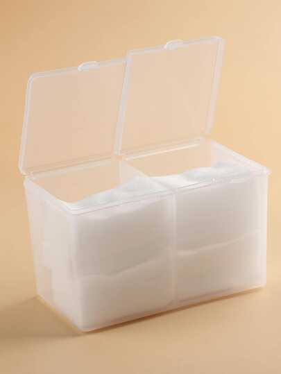 1PC Transparent Portable Makeup Pad Storage Box Makeup Supplies Storage Box