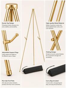 Golden Portable Wedding Sign Easel Stand, Foldable Tripod Display Holder For Art & Events - 1PC - View 3