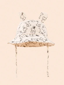 1 pieza Sombrero de sol de unicolor para bebé, sombrero de cubo transpirable para la playa con cuerda ajustable, adecuado para niños y niñas para protección solar de verano - 1PC - Ver 11