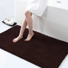 1pc Minimalist Soft Chenille Absorbent Non-Slip Bathroom Mat, Toilet Mat - Coffee Brown - View 8