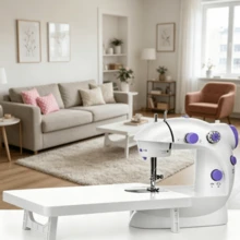Máquina de Costura Manual Portátil Compacta 2 Velocidades Reparo Rápido de Roupas Ponto Acessível Bivolt - A - Visão 6