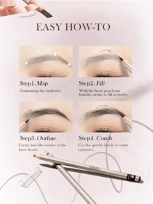 Eunarz Eyebrow Pencil, Highly Pigmented Waterproof Long Lasting Eyebrow Pen, Natural Hair-Like Strokes Brow Definer Makeup Tool - #S03 BLACK - View 5