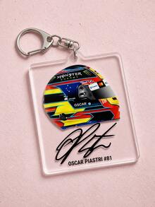 1Pc/9 Pcs F1 Formula Racing Helmet Pattern Keychain, Cool Sports Style Acrylic Asymmetrical Shape Metal Lobster Claw Clasp Practical Bag Charm Decoration Pendant, Suitable For Racing Fans Gathering, Watching Races, Boyfriend Gift, Backpack Car Key Decoration, Daily Outings And More - Multicolor - View 8