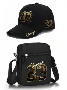 1pc/2pcs "Chicago 23" Gold Personalized Number Graphic Print Unisex Curved Brim Baseball Cap And Crossbody Bag, Street Fashion Outdoor Sports Baseball Cap And Bag, Adjustable, Gift For Yourself Or Friends - Multicolor - View 17
