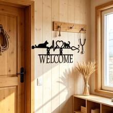 1pc Medical Art 15.75 Inch, 2D Iron Art Decor, Vintage Iron Art Veterinarian Wall Decor Heart-Shaped Design Cat & Dog Welcome Sign, All-Season Pet Clinic Decoration, Perfect Gift For Veterinarians And Graduates, Unique Creative Gift, Wall Sculptures - A - View 3