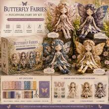 4pcs Full Set Fabric Fairy Doll Material Kit, Standard Size No-Cut Patchwork Fairy Doll Set, Forest Fairy Tale Style, Multi-Color Ocean Pumpkin Floral Butterfly Embroidery 3D Wings, With Tutorial, Needle, Thread, Stuffing, Complete Sewing Gift Box - Multicolor - View 12