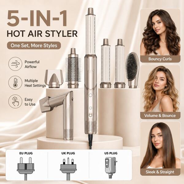 UKLISS 2026 New 6-In-1 High-Temperature Hot Air Styling Brush, Automatic Curling Iron Set And Multi-Function Hair Dryer Styler | 110K RPM High-Speed Brushless Motor | 200M Negative Ion (Anti-Static/Anti-Frizz) | High Power Fast Heating | Multiple Styling (Curling/Wavy/Straight/Smooth/Root Volume/Inward Curl/Outward Curl/Air Bangs) | Long-Lasting Hold | Suitable For All Hair Types | (Home/Daily/Commute/Travel/Date/Party/Wedding/Hair Salon/SPA/Business Event/Holiday Gathering)