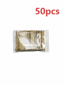 50pcs Black, Brown And Gold Hair Clips And Hair Pins, Minimalist Rectangular And Wavy Metal Hair Sticks, Suitable For Daily Styling - Shape - View 4