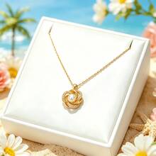 1 Set Stainless Steel Zirconia Chain Flower Faux Pearl Pendant Women's Fashion Necklace & Earrings Jewelry Set, Gift Accessory - Style a - View 2