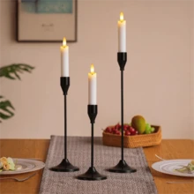 12/6/3pcs Iron Conical Candle Holder – Romantic European-Style Candlelight Dinner Decoration For Weddings, Home, Holiday Table Settings (Christmas, Easter, Thanksgiving, Halloween), Hotel Decor, Durable & Easy To Assemble (Candles Not Included) - Black - View 9