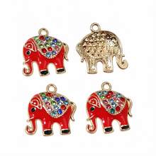 10pcs 19x17mm Enamel Elephant Charms Pendant With Zirconia Alloy Craft DIY Jewelry Making Accessories For Earrings Necklace - Elephant - View 6