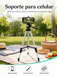 102cm Aluminum Tripod For Cell Phone And Camera, 3-In-1 Adjustable And Foldable Tripod With 360° Rotation And 1/4'' Thread, Compatible With Ring Light For Photo, Video And Vlog - View 3