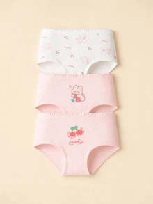 Balabala 女童纯棉抗菌三角内裤3条装 - 白紅色調 - 查看 3
