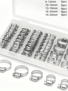 40pcs Adjustable Soft Tube Clamps, 201 Stainless Steel, Double Ears With Fasteners, DIY Air Duct Clip Set, Rust Resistant - Forty Packs - View 2