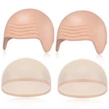 Bald Head Cosplay Accessory Set, Includes Latex Bald Cap And Nylon Wig Cap, Suitable For Halloween, Christmas, Carnival, April Fool's Day Party - View 3