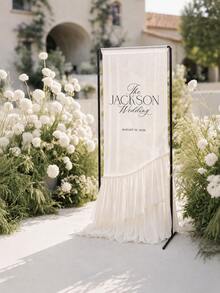 Ruffled Wedding Welcome Sign - Sheer Chiffon Welcome Sign - Fabric Wedding Banner - Ceremony Welcome Sign - Bohemian Style Wedding - Multicolor - View 2
