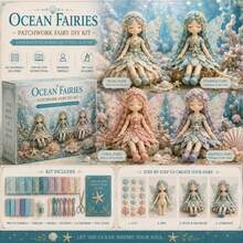 4pcs Full Set Fabric Fairy Doll Material Kit, Standard Size No-Cut Patchwork Fairy Doll Set, Forest Fairy Tale Style, Multi-Color Ocean Pumpkin Floral Butterfly Embroidery 3D Wings, With Tutorial, Needle, Thread, Stuffing, Complete Sewing Gift Box - Multicolor - View 7
