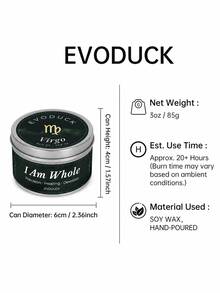 EVODUCK Virgo Zodiac Scented Candle 3oz, White Tea & Sage Fragrance Tin Candle, Astrology Birthday Gift, Suitable For Bedroom, Bathroom, Desk, Fashion Home Fragrance, Portable Travel Candle, Zodiac Decor Gift, Suitable For Women And Men, Cute Zodiac Series - Multi Scents - View 5