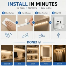 USB LED Strip Light Dimmable Touch Control LED Light Strip Warm White White Light Stepless Dimming Memory Function For Bedroom Desk TV Backlight - Touch Light Strip - View 4