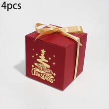 1/4/12pcs Christmas Foil-Stamped Square Boxes, Creative Candy Boxes, High-End Red Foil-Stamped Christmas Tree Gift Boxes - View 8