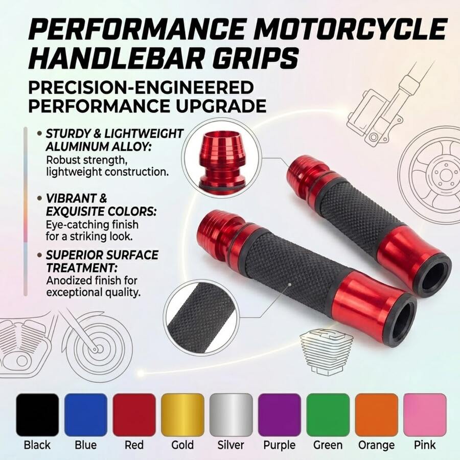 通用 7/8" 22mm 摩托車手把握把 - 手把配件 CNC+橡膠材質,更好的安全保護,適用於 Kawasaki、Suzuki、Ducati 摩托車 - A - 查看 1