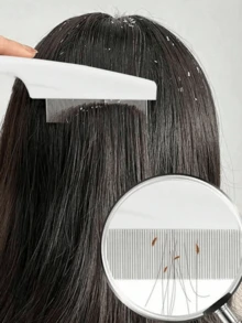 1 buah Sisir Anti Ketombe Bergigi Halus Ultra Rapat, Sisir Pembersih Kulit Kepala, Alat Penghapus Kutu dan Telur Kutu, Jepit Rambut, Aksesori Rambut, Perlengkapan Sekolah - MultiWarna - View 3