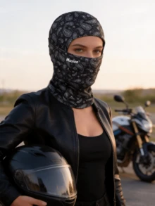 1/2/3/5pcs Classic Paisley All-Over Print Musion Logo Balaclava, Breathable Mesh Full Face Motorcycle Mask, Windproof Dustproof Helmet Liner Headwear, Suitable For Motorcycle Riding, Hip-Hop Street Style - Multicolor - View 6