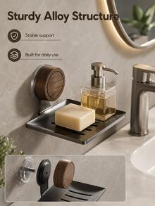 Suction Cup Draining Soap Holder, No-Drill Wall-Mounted Rust-Proof Metal Soap Rack, Easy Install Sponge Storage Tray, Universal For Bathroom, Shower, Kitchen, Multi-Functional Home Storage Decorative Accessory - Multicolor - View 6