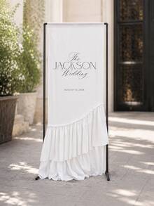 Ruffled Wedding Welcome Sign - Sheer Chiffon Welcome Sign - Fabric Wedding Banner - Ceremony Welcome Sign - Bohemian Style Wedding - Multicolor - View 3