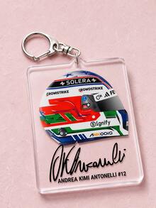 1Pc/9 Pcs F1 Formula Racing Helmet Pattern Keychain, Cool Sports Style Acrylic Asymmetrical Shape Metal Lobster Claw Clasp Practical Bag Charm Decoration Pendant, Suitable For Racing Fans Gathering, Watching Races, Boyfriend Gift, Backpack Car Key Decoration, Daily Outings And More - Multicolor - View 15