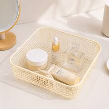 Macaron Color Square Metal Mesh Storage Basket, 20*20*5.5cm Desktop Organizer Storage Basket, Suitable For Home, Office, Bathroom And Kitchen Daily Storage, Multi-Purpose And Multi-Occasion Use, Also Suitable For Holiday Decoration. - Pink - View 11
