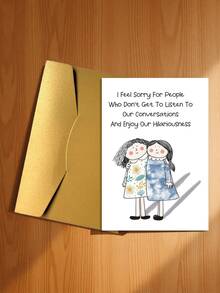 OBOVAY 1pc Funny Friendship Birthday Card, Suitable For Best Friend, Cartoon Design, Perfect Birthday Gift For Close Friends And Sisters, Also Great For Any Gifting Occasion, Comes With Envelope - A - View 6
