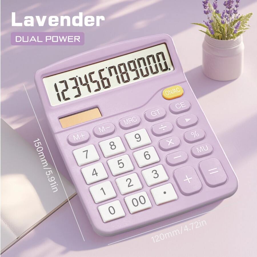 Cute Portable Solar Calculator: Mini Aesthetic Desk Essential, Suitable For Office Work, Financial Accounting And University Campus Study - Cotton Candy - View 1