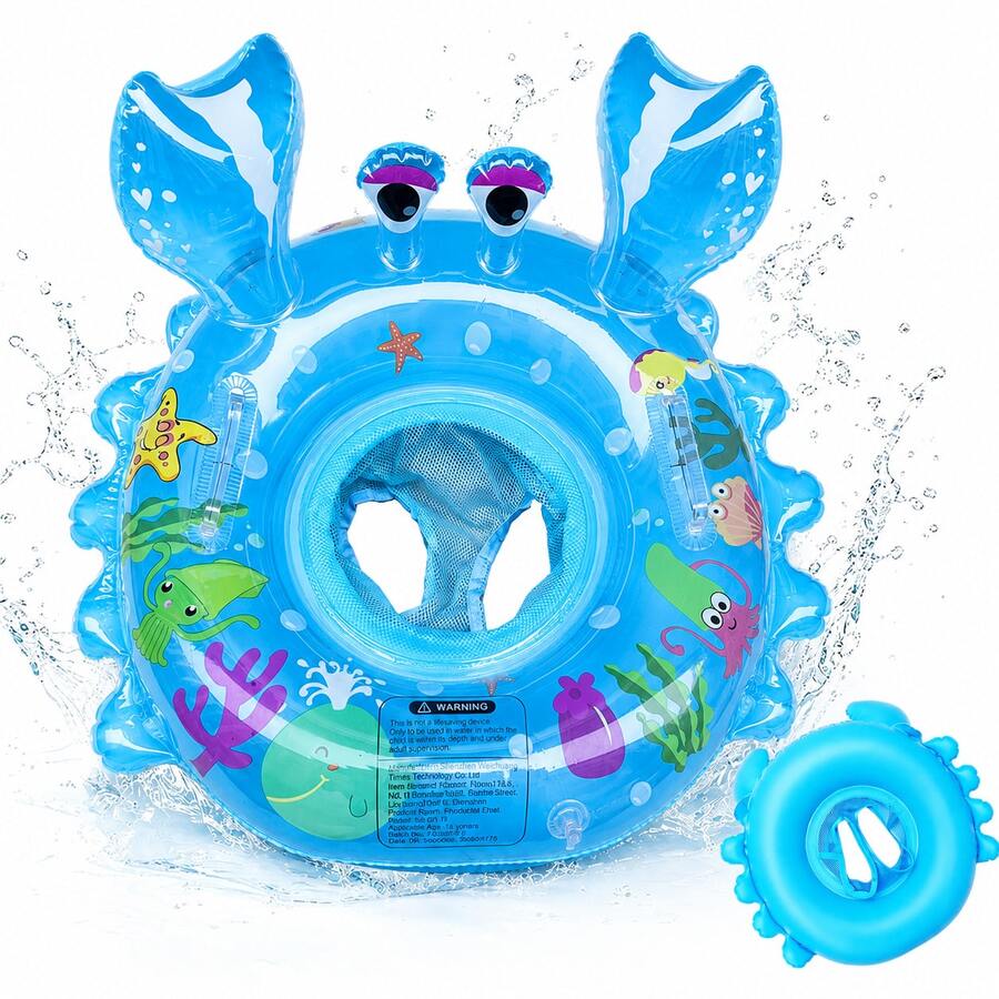 Baby Inflatable Crab Swim Ring With Seat And Handles, Summer Pool Beach Water Toy For Infants And Toddlers - Multicolor - View 1