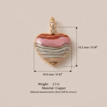 1pc Minimalist Oil Painting Style 14K Gold Plated Copper Material Pendant, Openable Oil-Filled Heart Zirconia Pendant, Women's DIY Daily Bracelet Necklace Keychain Pendant Decoration - Multicolor - View 12