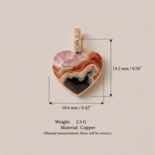 1pc Minimalist Oil Painting Style 14K Gold Plated Copper Material Pendant, Openable Oil-Filled Heart Zirconia Pendant, Women's DIY Daily Bracelet Necklace Keychain Pendant Decoration - Multicolor - View 8
