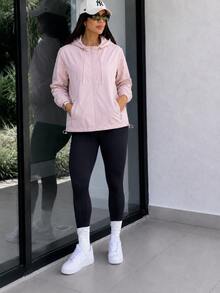 Women's Waterproof Windbreaker Jacket Lined Casual Fabric Zipper Night Airport Travel Clothes Autumn Winter - 嬰兒玫瑰 - 查看 4