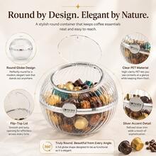 1pc Transparent Round Coffee Capsule Storage Box With Lid, PET Plastic Candy Storage Box, Countertop Tea Bag Snack Storage Jar, Gold/Silver Trim - Multicolor - View 4